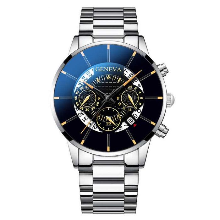 Елегантен стоманен мъжки часовник с метална каишка.