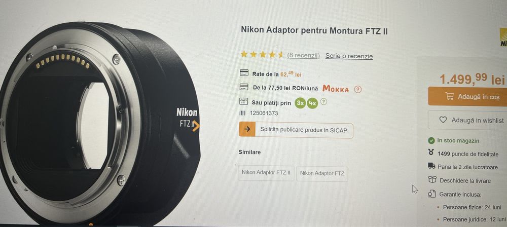 Obiective nikon si adaptor ftz