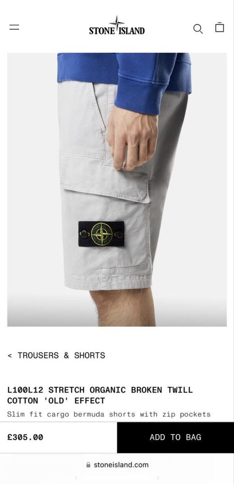 Pantaloni scurti cargo Stone Island