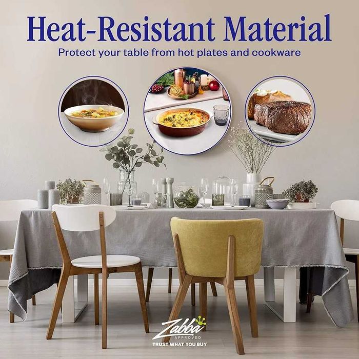 Protector de masă premium din vinil Deluxe, 273 cm L x 132 cm latime