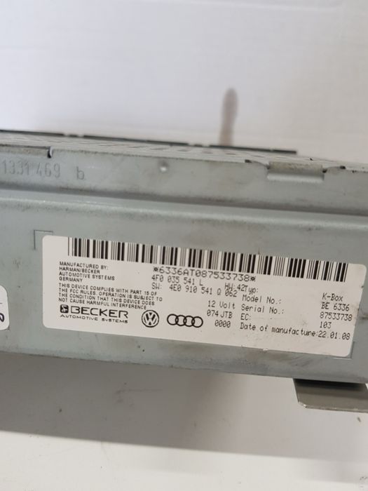 Unitate radio Audi A4 B8 4F0 035 541 L / 4F0035541L