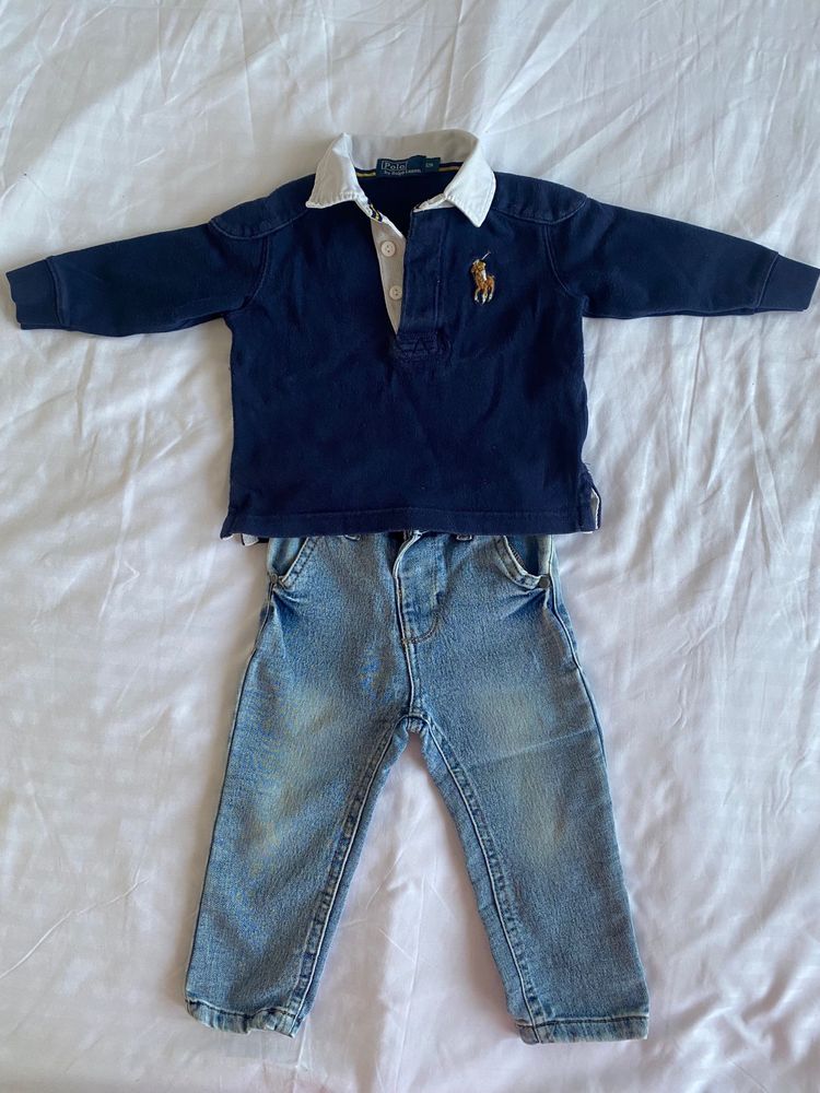 Lot Bluza Ralph Lauren 12 luni + blugi marime 86