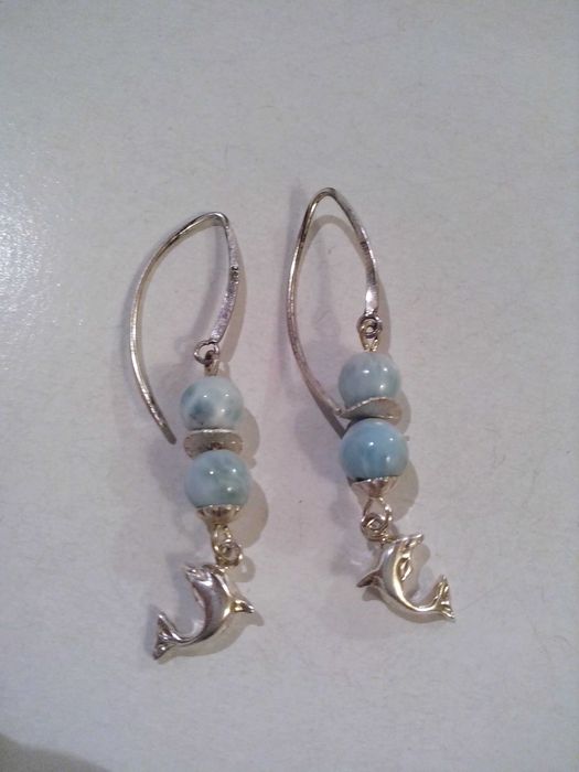 cercei argint si larimar,pietre semipretioase naturale