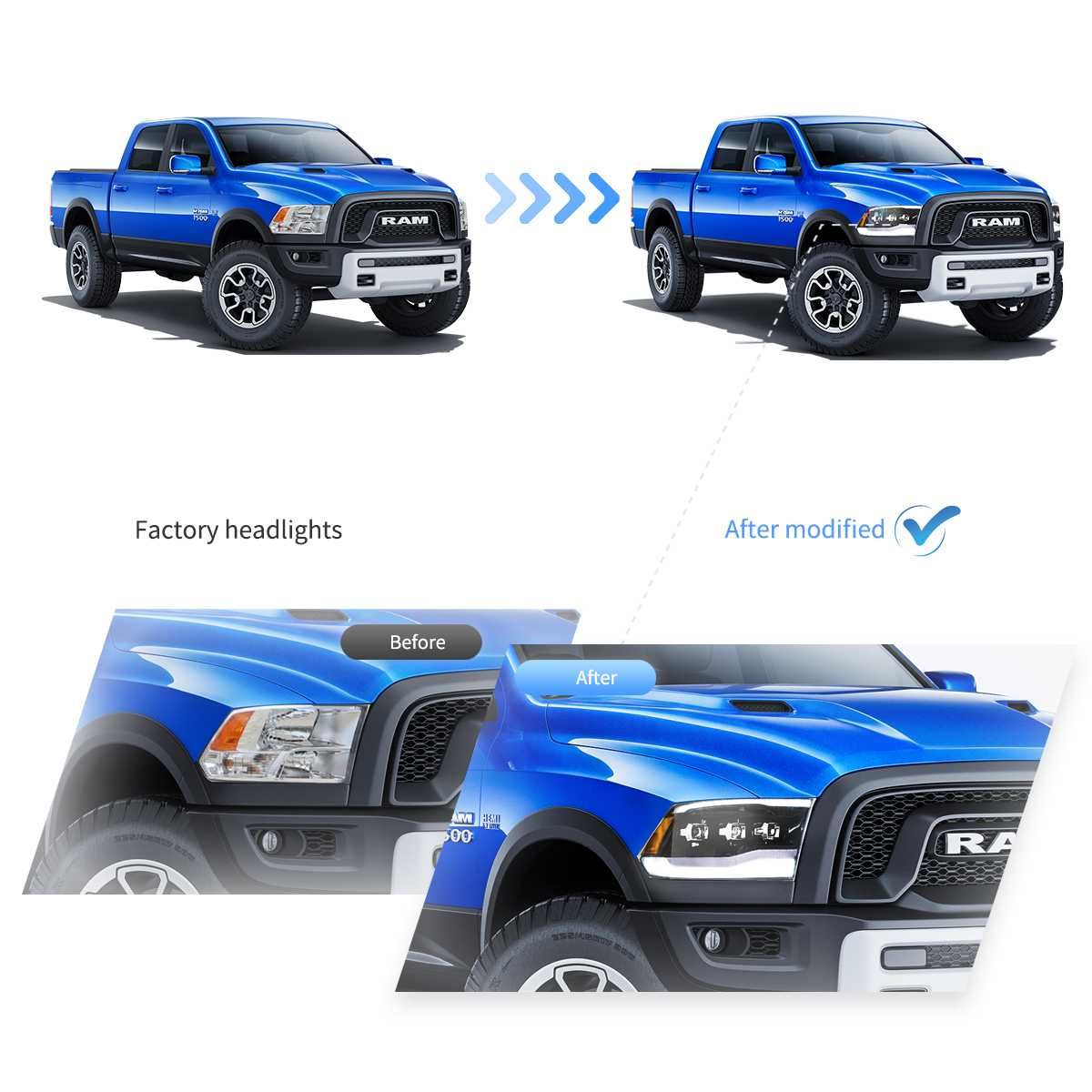 Комплект LED MATRIX фарове с динамични мигачи за Dodge Ram 2009 - 2018