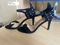 Sandale femei marime 38 negre ocazie accesorizate cu toc stiletto