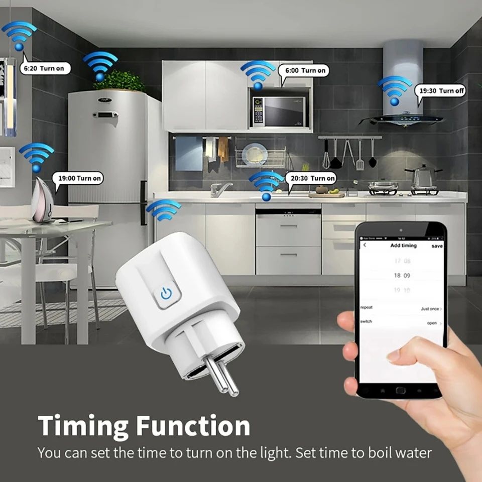 Priză Smart,programabilă 20A,monitorizare consum,WiFi,Tuya, Smart Life