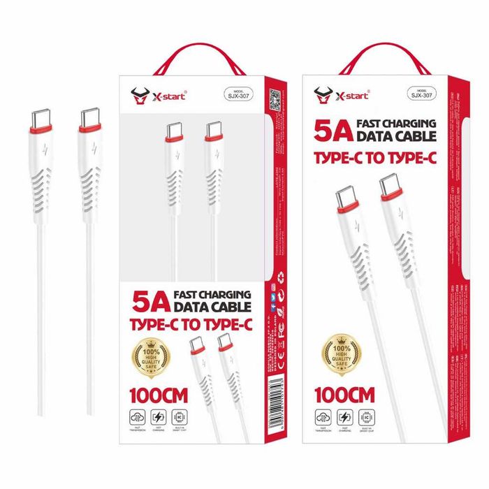 Кабел за  бързо зареждане SJX-307, 5A,type C to  C, 100cm