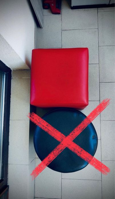 Taburet rosu piele ecologica taburet ikea