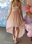 Rochie roz cu perle, delicata/ ocazie speciala/ nunta