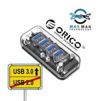 Orico хъб USB3.0 HUB 4 port Transparent - F4U-U3-CR