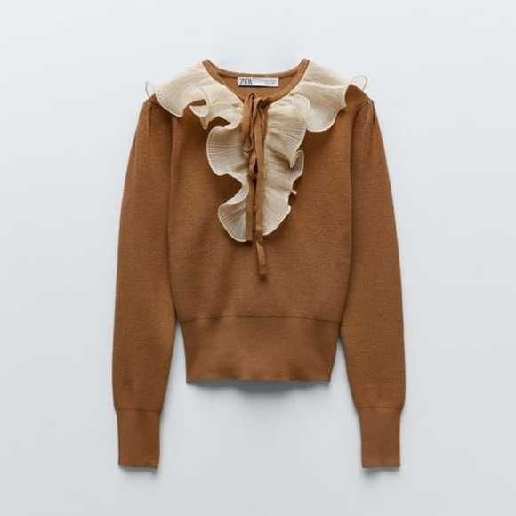 ZARA Knit Top with Ties Pulover jabou fundita office