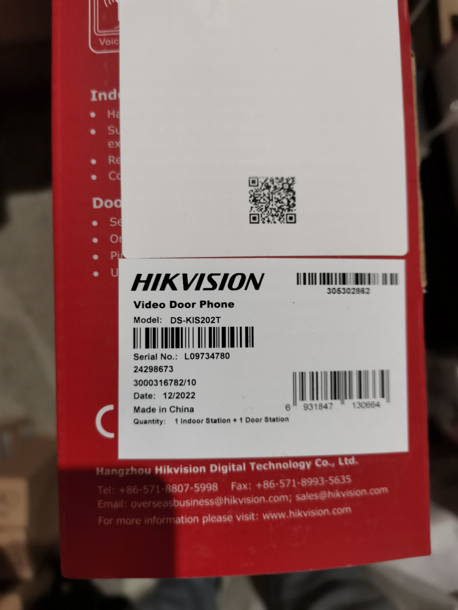 Комплект видеодомофона Hikvision DS-KIS202T