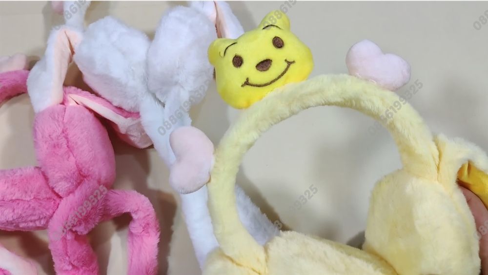 Детски плюшени ушанки с мърдащи уши Мечо Пух, Зайче, Мече и др.