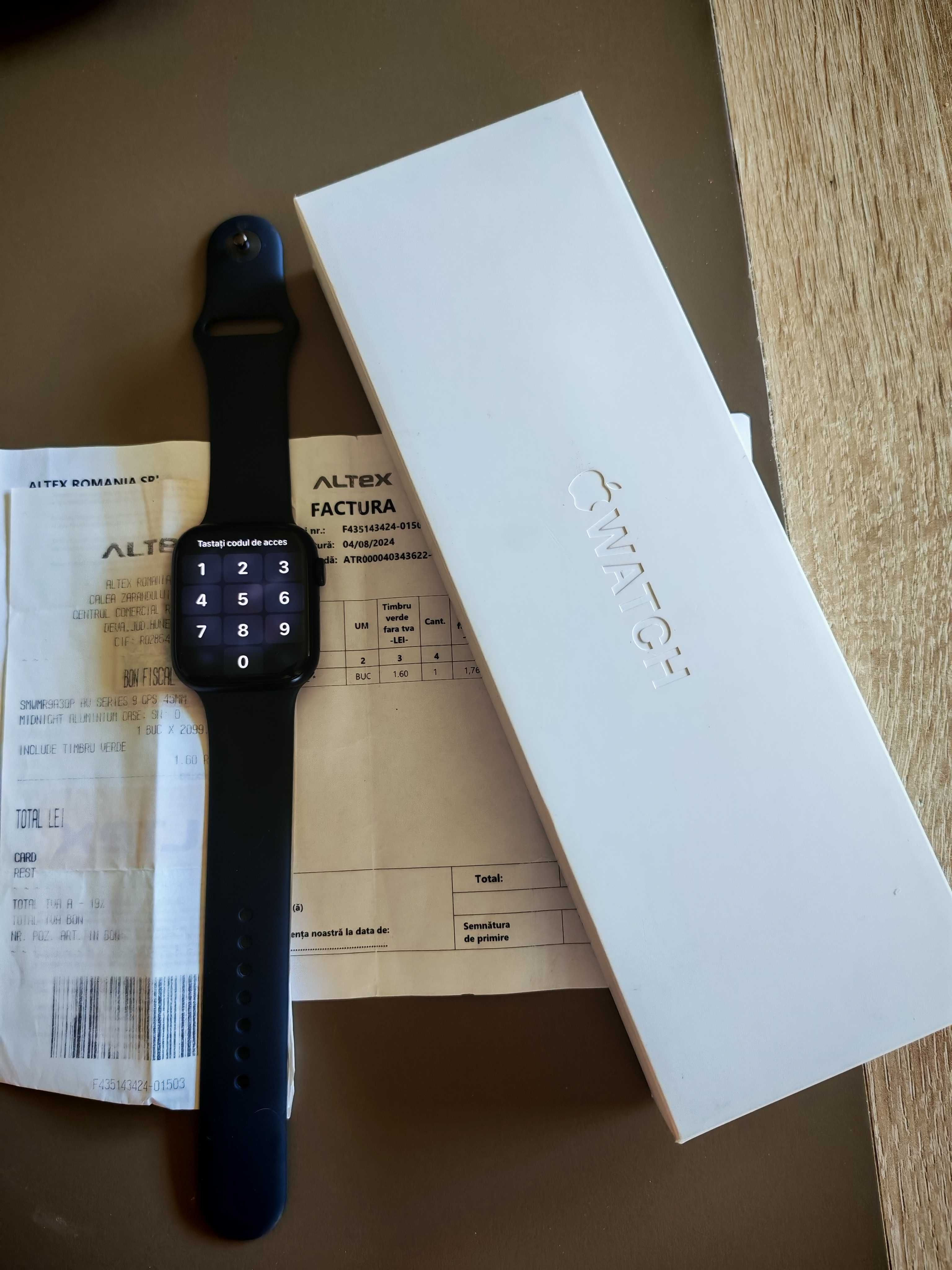 Apple Watch Seria 9 45 mm Negru,garantie Altex