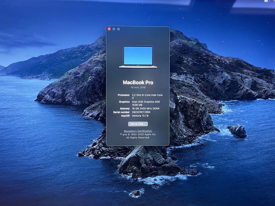 Продаётся Macbook pro 2018 A1190