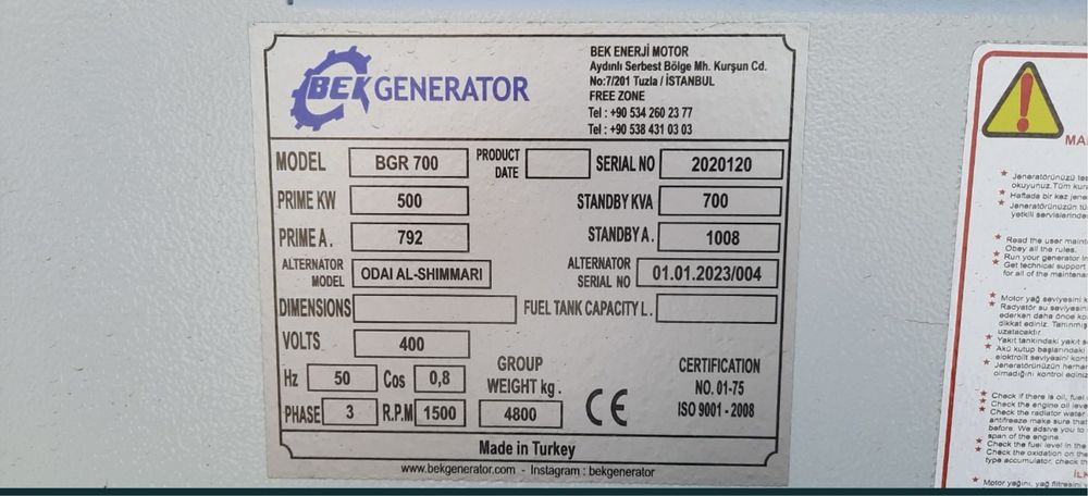 Generator AHMED 500kw