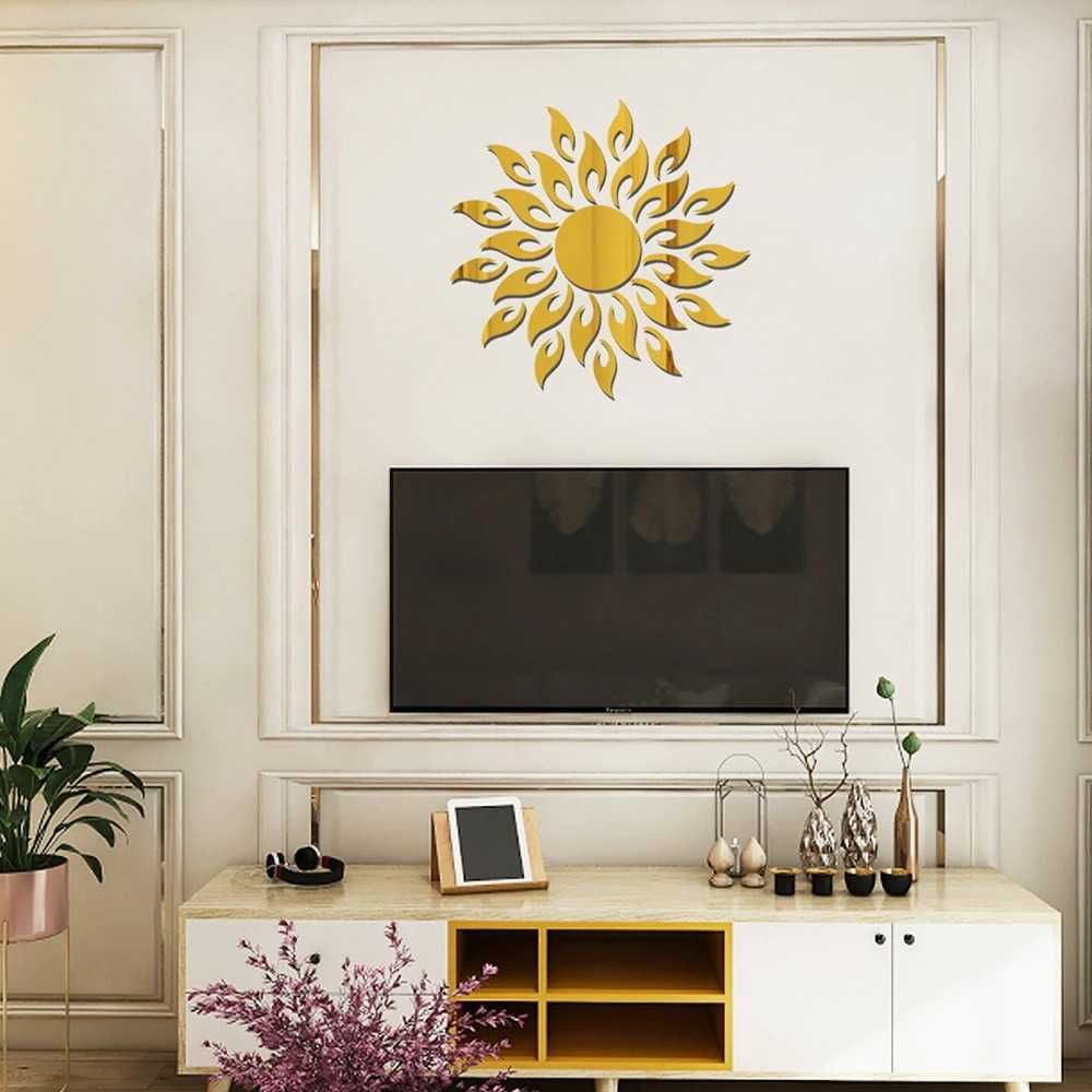 Set Oglinzi din PVC Design 3D GOLD SUN Oglinzi Decorative 27 buc/set