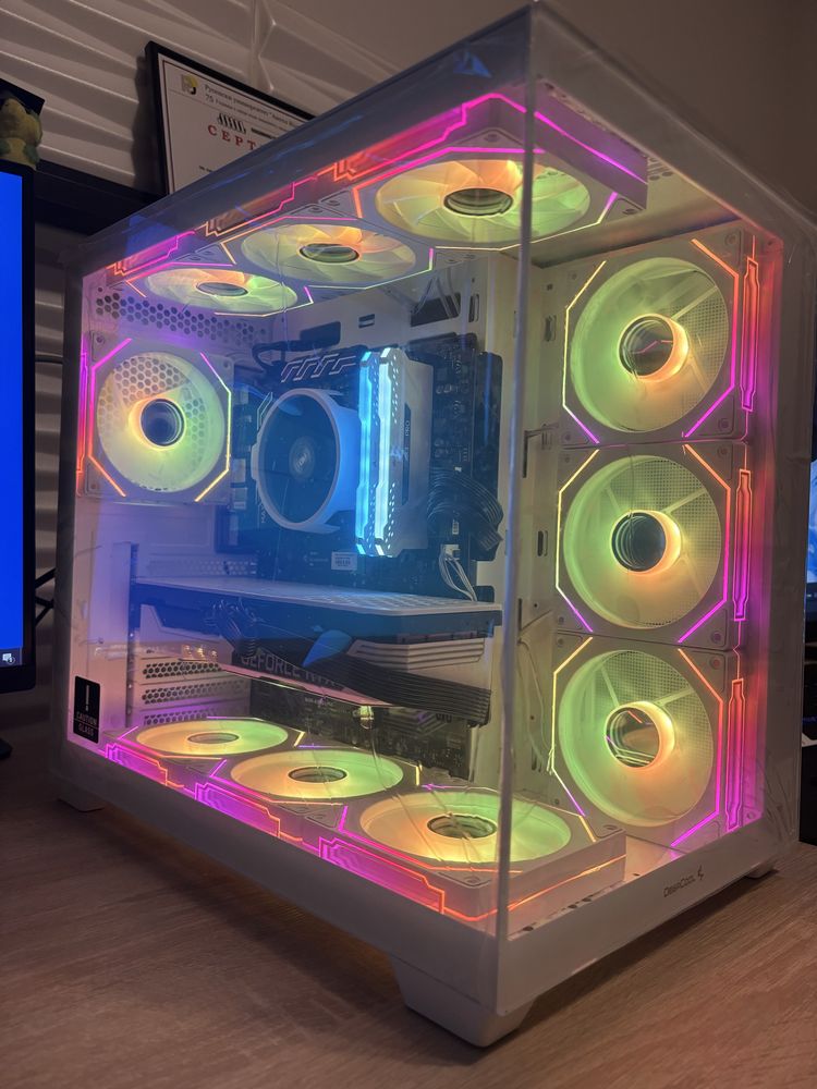 Бял Геймърски компютър Ryzen 5500, RTX 3060Ti, 16 Ram, 512 SSD, 750w
