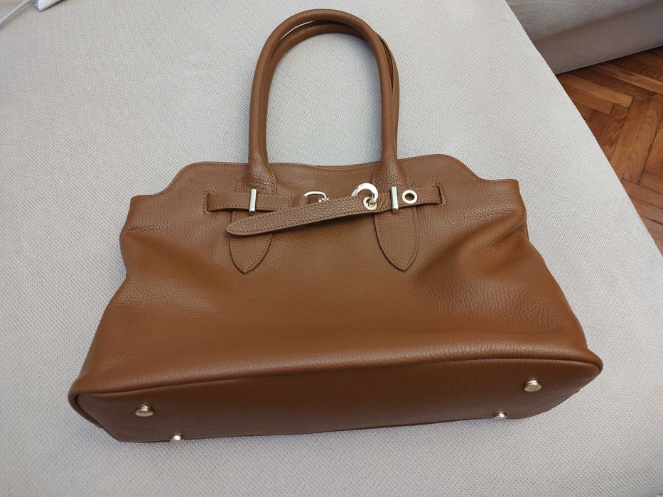 Geanta piele, maro, noua