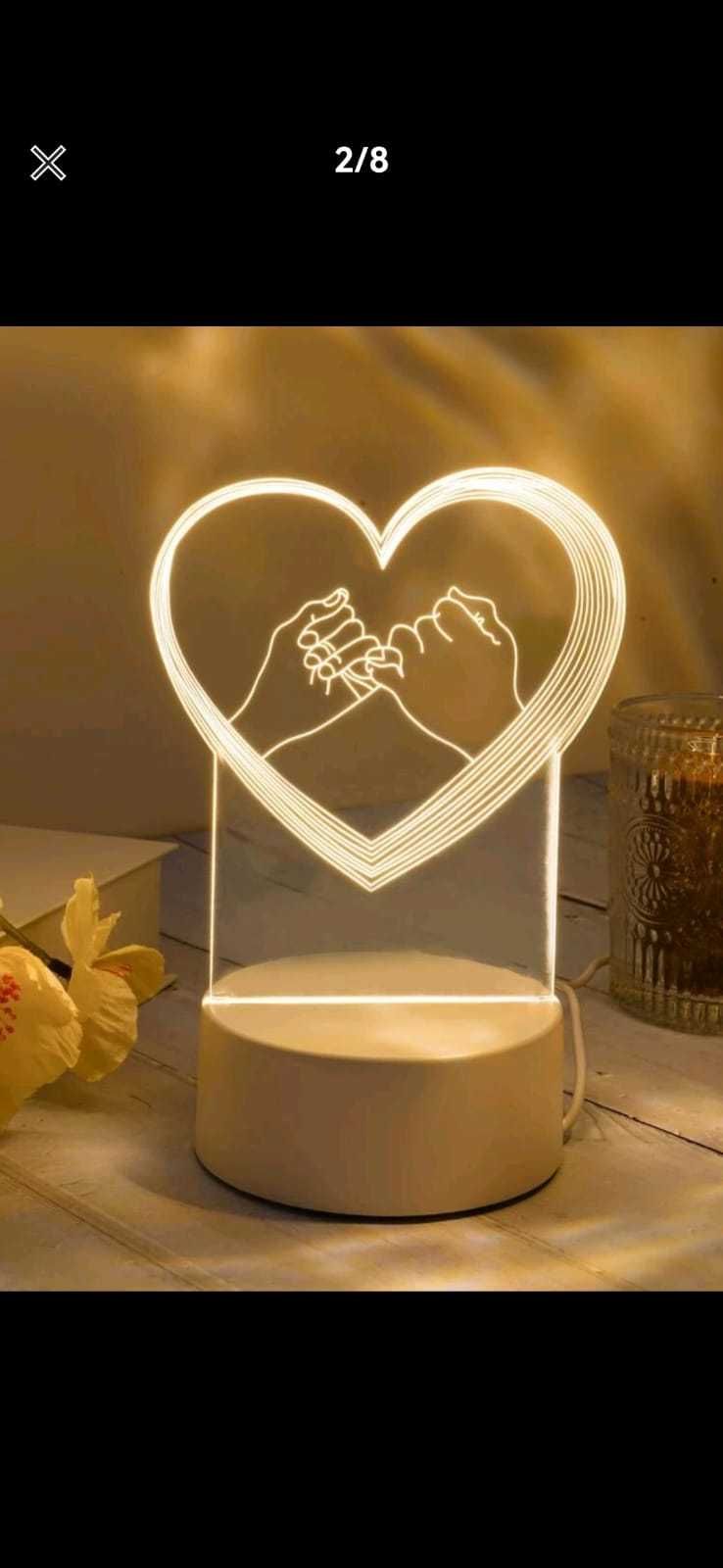 Lampa led 3D forma inima si casuta mica cu lumini - cadoul ideal