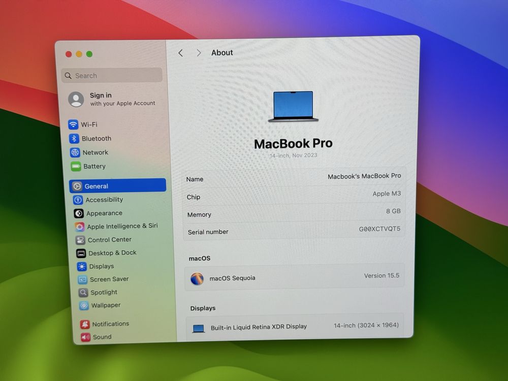 MacBook Pro 14" M3 512GB SSD SpaceGray Гаранция