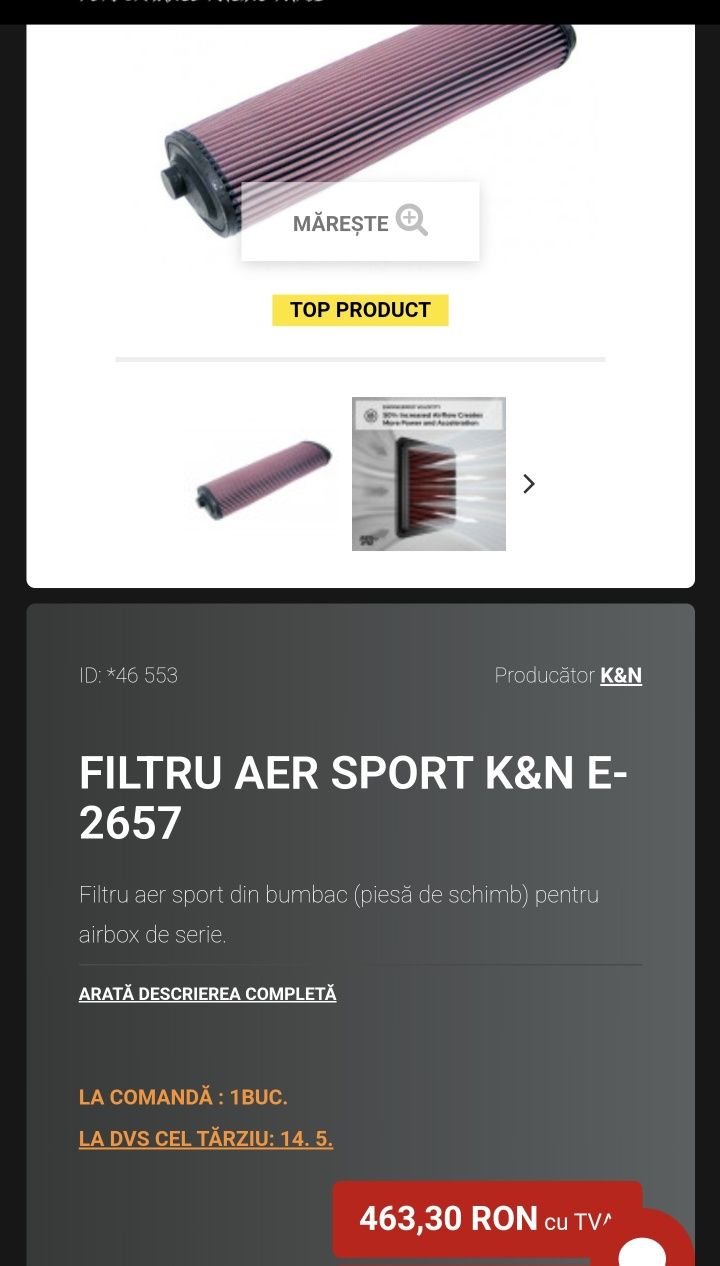 Filtrul k&n pentru gama bmw  e46 ,e60 ,e90