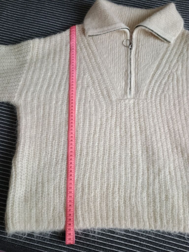 Pulover alb gros lână H&M