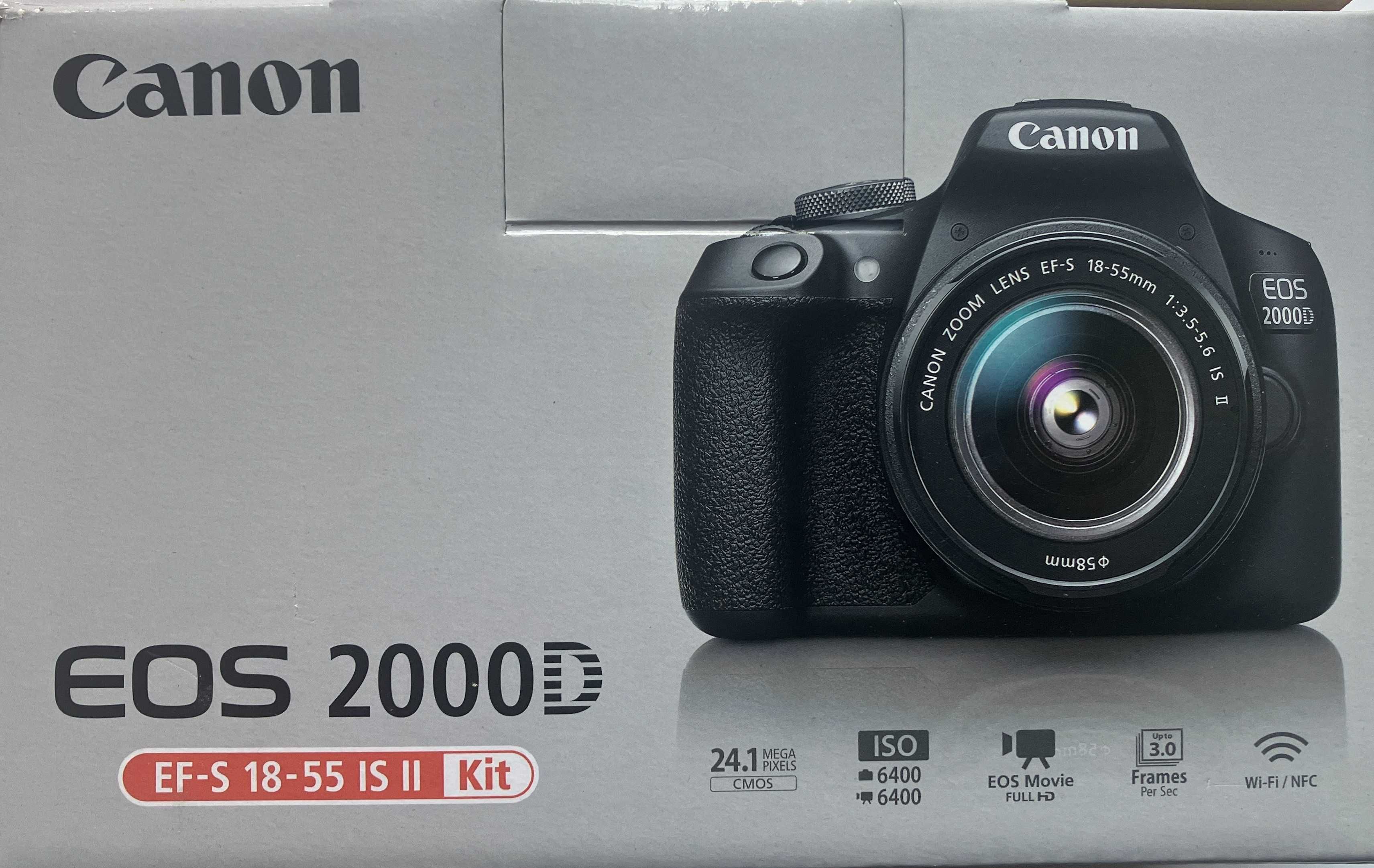 Фотоапарат DSLR Canon EOS 2000D, Черен + Обектив + карта памет 128 GB