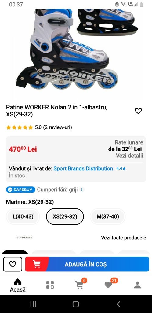 Vand role  si patine Worker Nolan albastre  29-32 reglabile