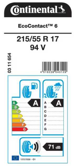 4 Anvelope de vara noi, Continental EcoContact 6 215/55 R17 94V