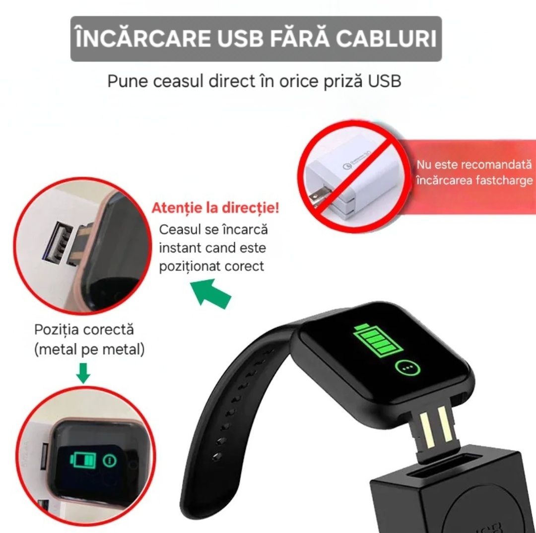 Ceas Smart Puls/Tensiune/Calorii/Distanțe. Apeluri/Mesaje/Notificări.