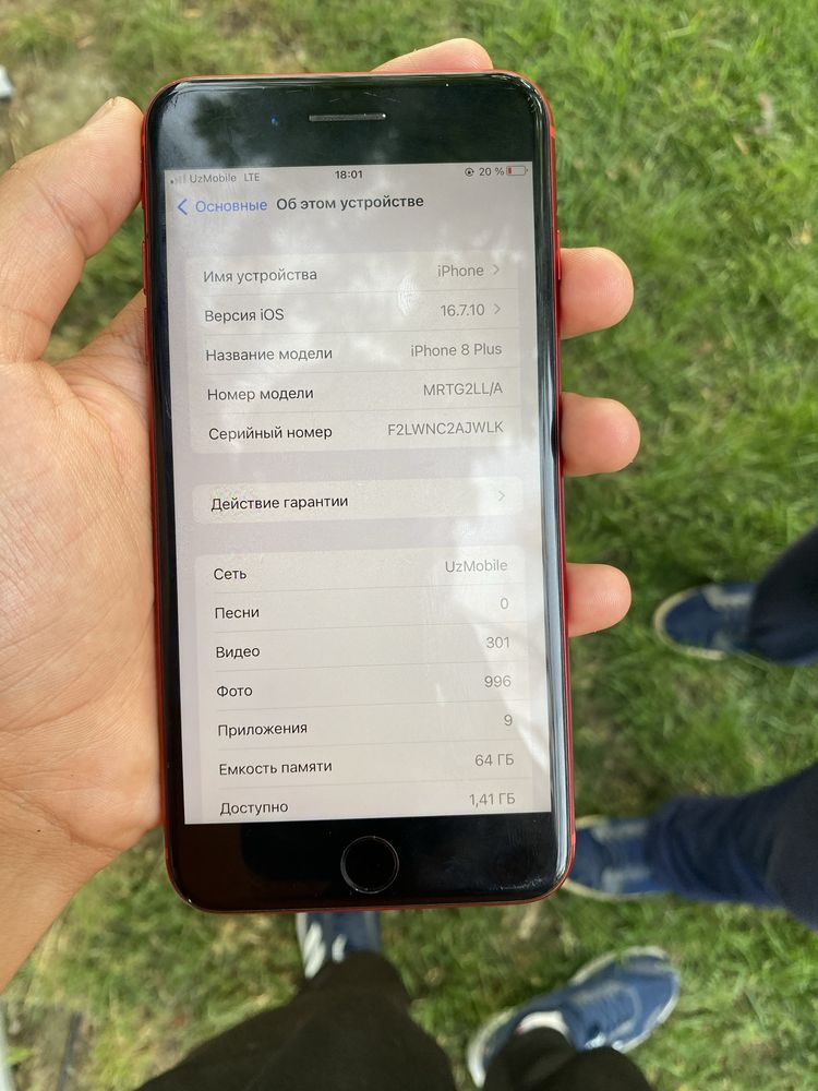 Iphone 8 plus ideal holat karobka dokument bor