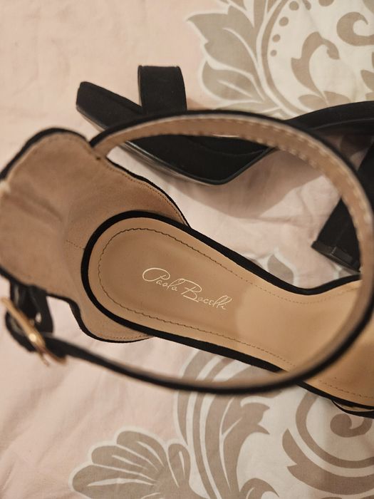 Sandale negre toc Paolo Bocceli