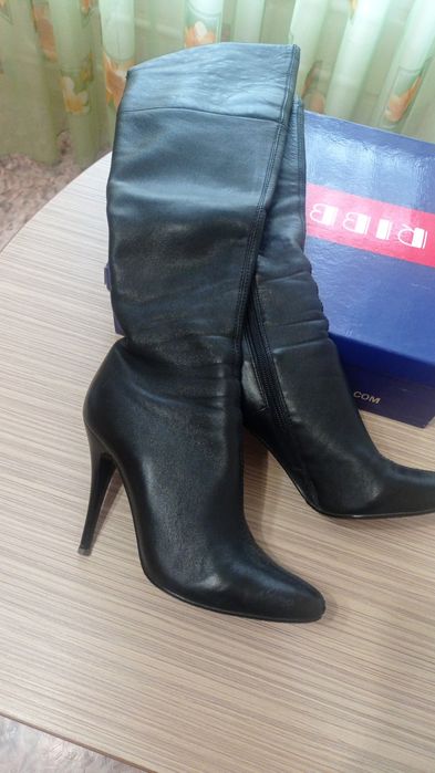 Сапоги ботфорты натуральные весна осень на шпильке