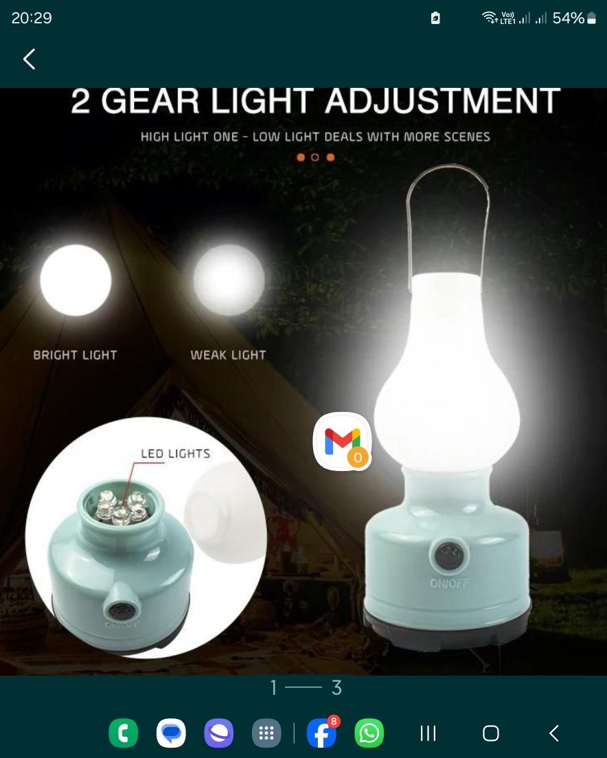 Lampa led solara cu baterii, pt camping, drumeții, gradina