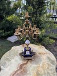 Sfeșnic vintage din bronz și porțelan pictat – stil Louis XV