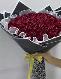 Атласные розы делаю на заказ вечные цветы 1 шт 12000