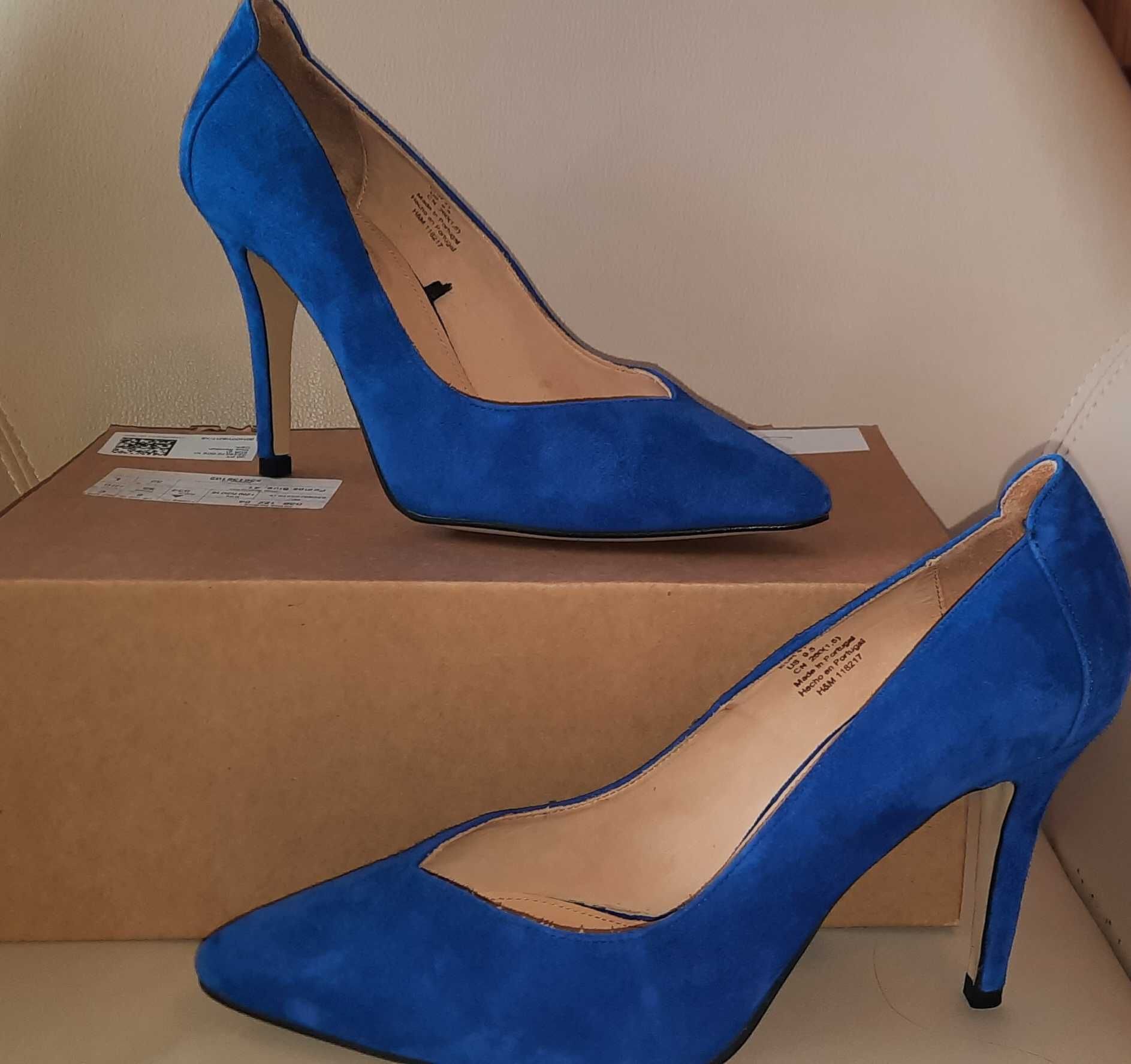 H&M pantofi stiletto albastrii,  marimea 41