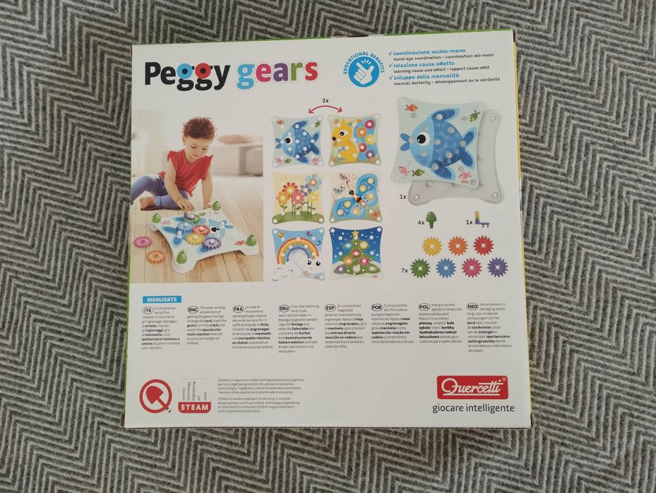 Детска игра със зъбни колела Quercetti - Peggy Gears, 13 части