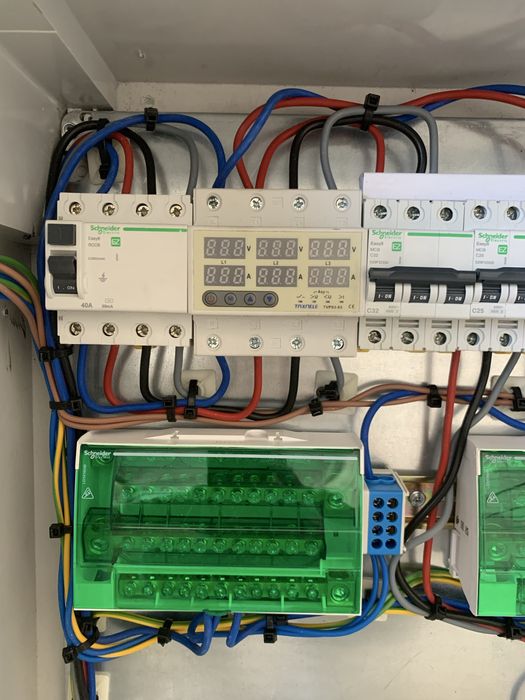 Panou electric trifazic cu prize 32A și contorizare