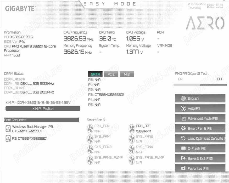 Placa de baza Ryzen AMD AM4 cu 4 sloturi M.2 Gigabyte X570S AERO G