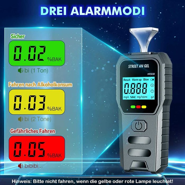 Alcooltest Digital - LCD și 3 Moduri de Avertizare pentru soferi