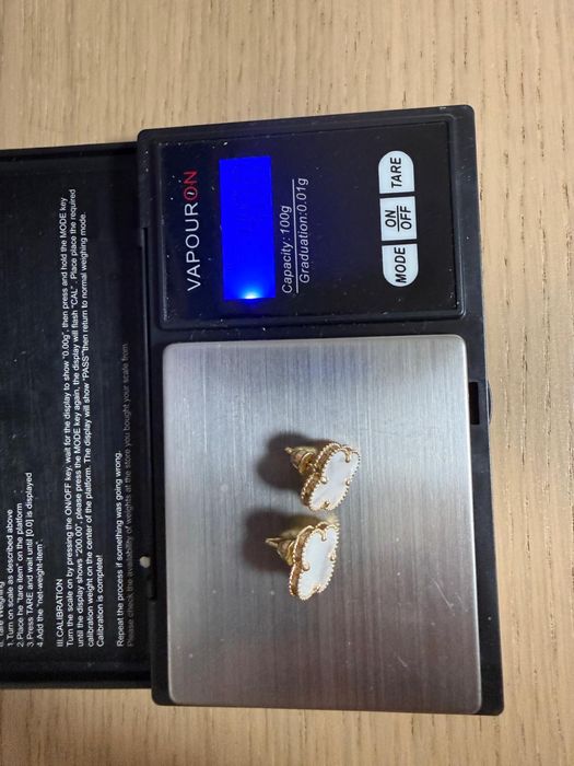 Cercei aur 14k trifoi sidef
