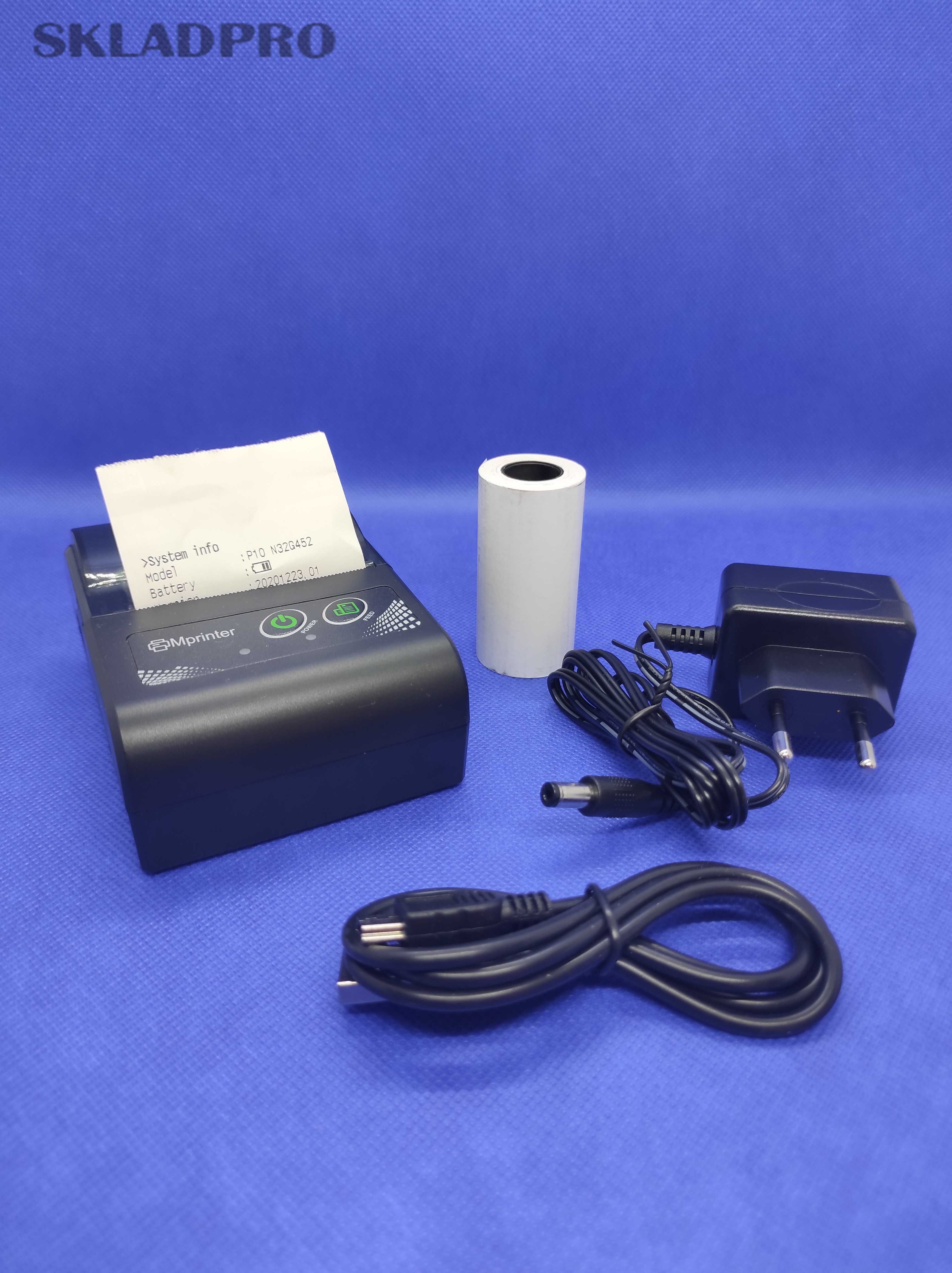 Мобильный принтер чеков 58мм беспроводной USB+Bluetooth Webkassa и др
