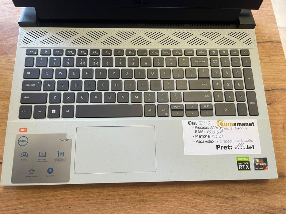 Laptop Gaming DELL G15, Ryzen 7,SSD 500GB,RTX 3050 - 4GB -A-