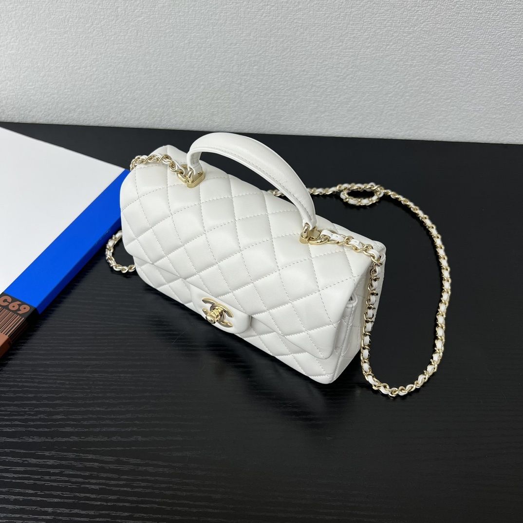 Geanta Chanel 20cm alb, tip Premium