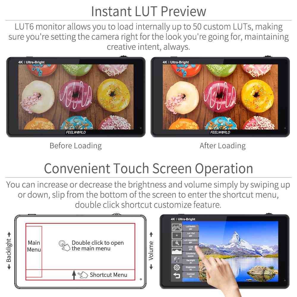 Monitor aparat foto FEELWORLD LUT6,6",4k,HDR,sigilat