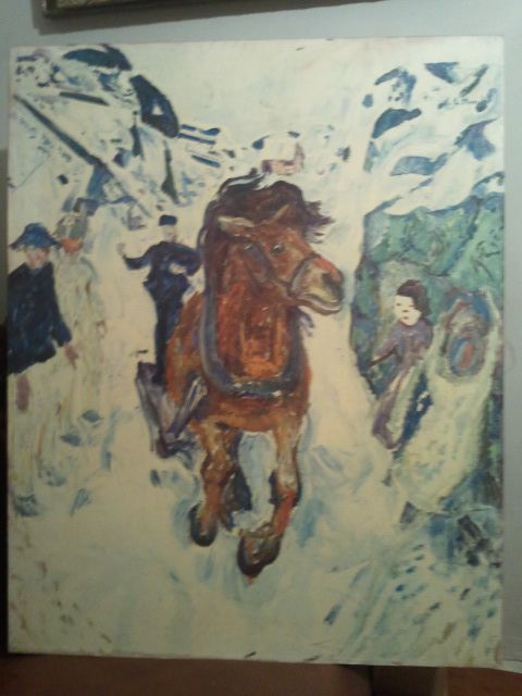 Cal in galop-Edvard Munch - 90x72 cm-Litografie