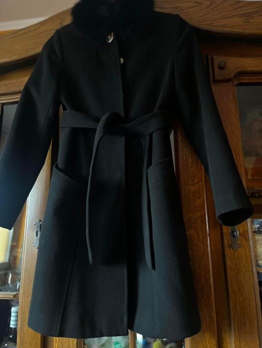 Palton cu guler blană naturală