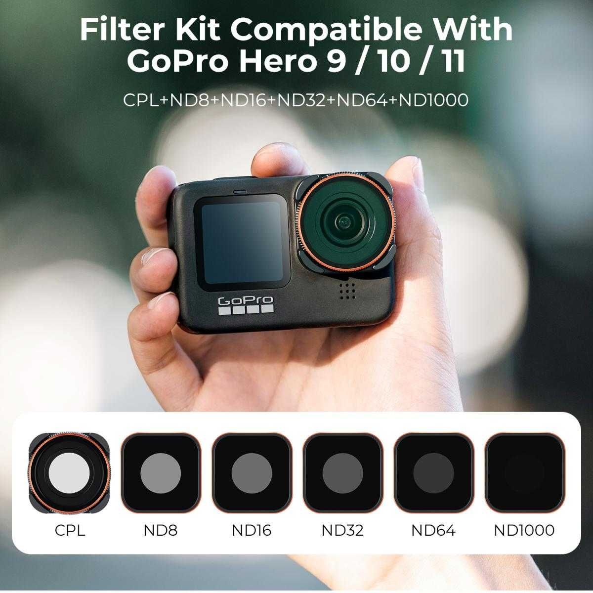 UV CPL ND Водоустойчиви филтри K&F Concept за GoPro Hero 9 10 11 12